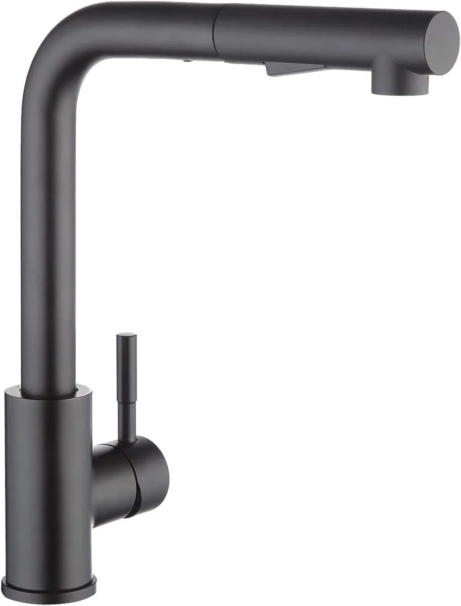 CECIPA Rubinetto Lavello Cucina Nero con 2 Modalità, Miscelatore Cucina con Doccetta Estraibile, Rubinetto con Beccuccio Girevole a 360°, Acqua Calda e Fredda, Acciaio Inox 304 (Nero)