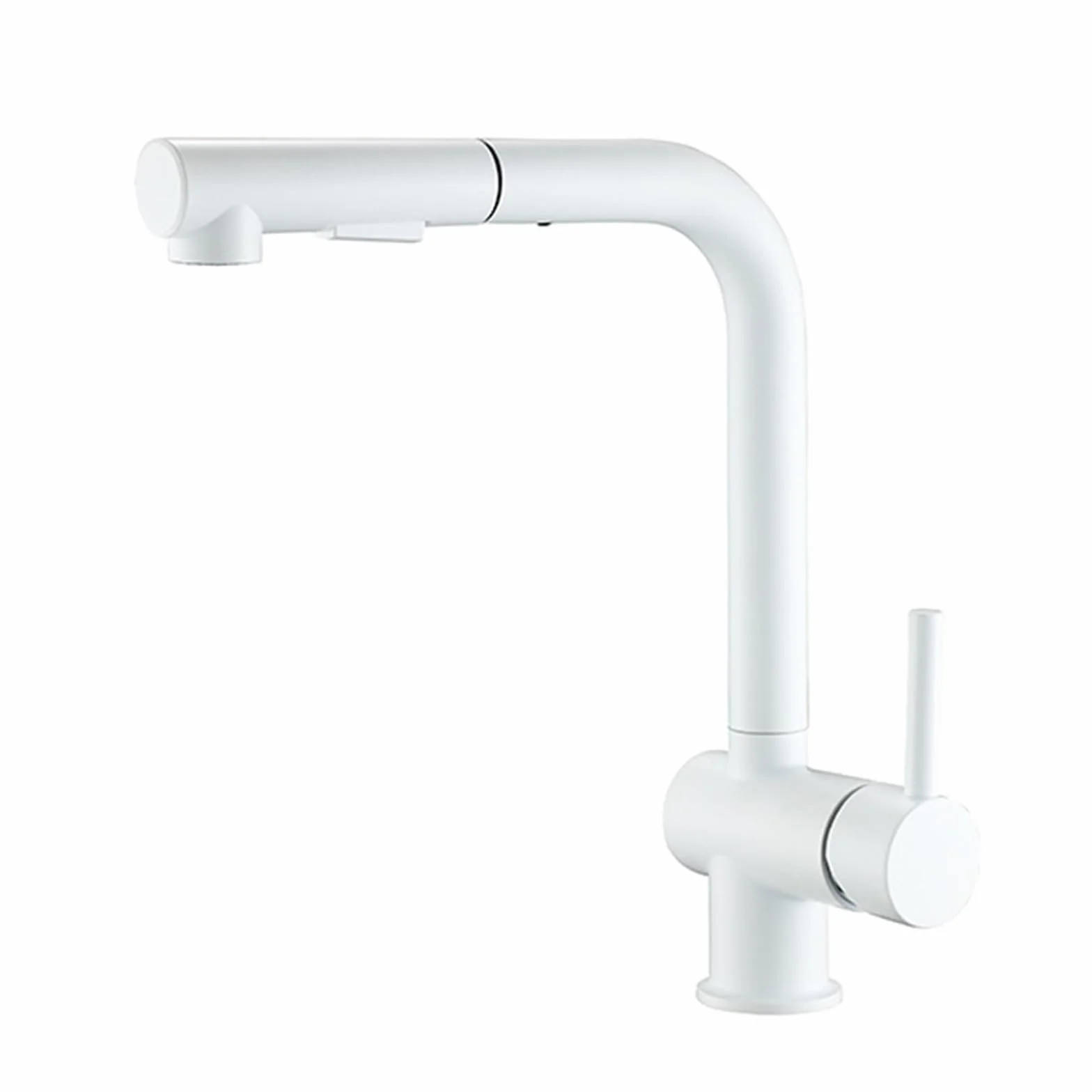 Miscelatore Cucina Estraibile Rubinetto Cucina con Doccetta Girevole a 360° Maniglia Singola Acqua Fredda e Calda 2 Modalità Rubinetto Lavello Cucina Estraibile-Bianco