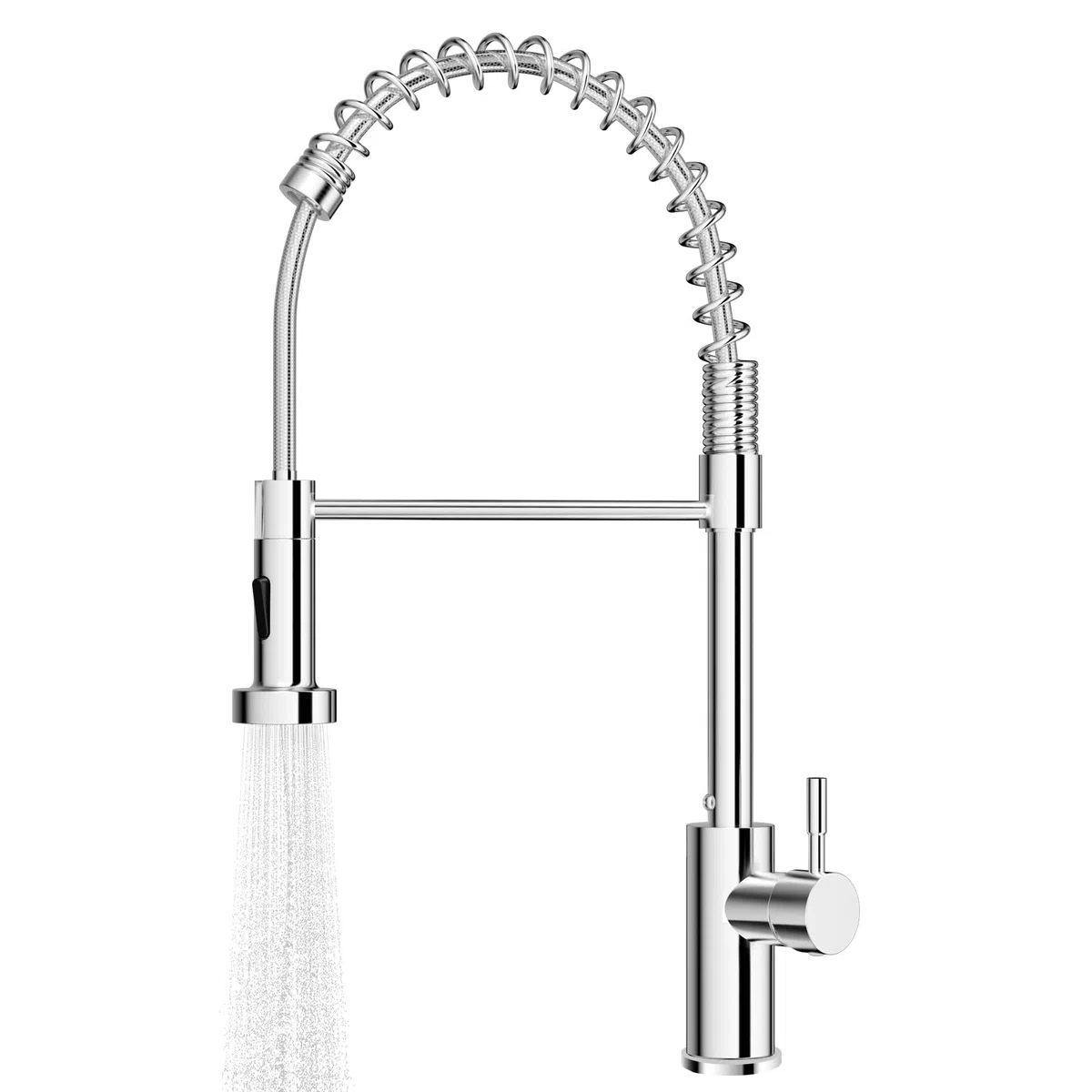Rubinetto da Cucina, Rubinetto Lavello Cucina Molla Inox con Doccetta Estraibile, Miscelatore con Spruzzatore a Doppia Funzione, Girevole a 360°, Rubinetto con Molla a Spirale, Chrome