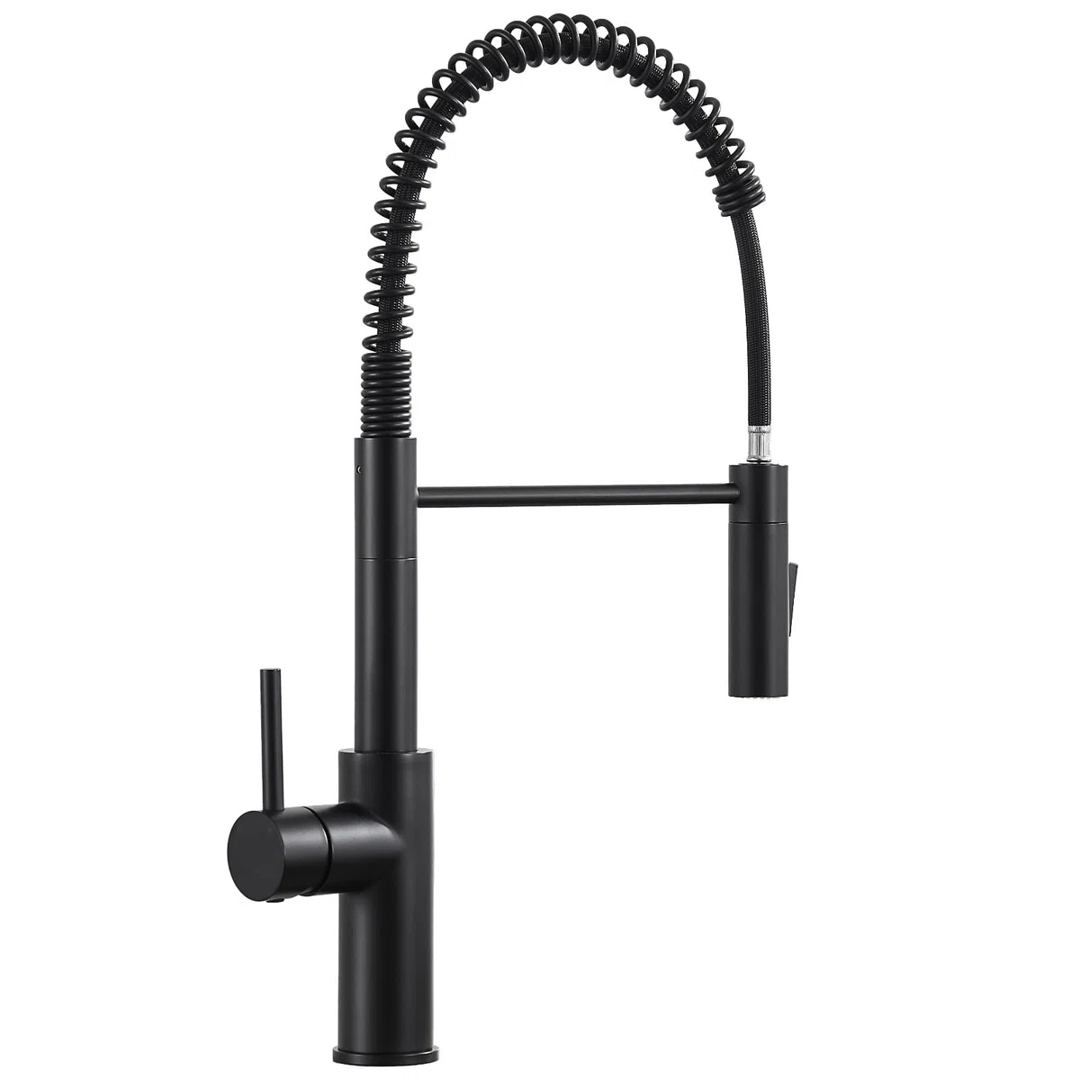 CECIPA Rubinetto Cucina Nero con Molla e 2 Tipi di Getto, Arco Alto Miscelatore Cucina Nero con Doccetta Estraibile, Rubinetto Lavello a Girevole 360°, Miscelatore in Acciaio Inox