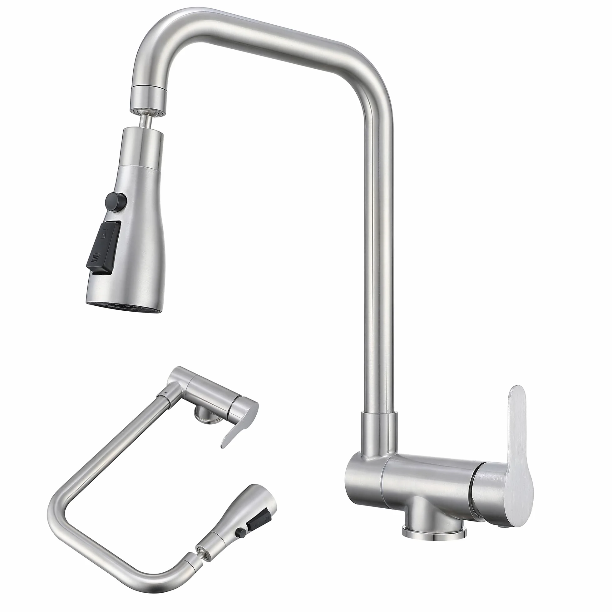 Rubinetto Cucina Abbattibile Sottofinestra,rubinetto Cucina Pieghevole 3 Modalità Di Scarico Dell'acqua,miscelatore Sottofinestra Cucina Rubinetti Da Cucina Acciaio Inox 304 (Spazzolato)
