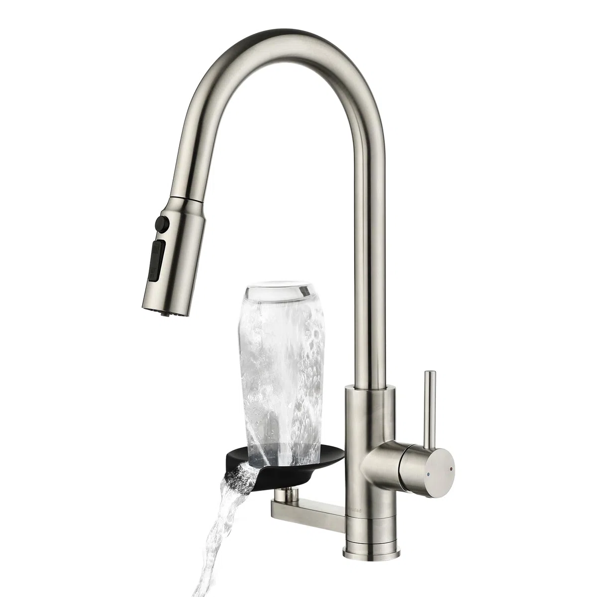 Rubinetto Cucina 3 vie Mynaiad Filtro acqua Lavaglassi Estraibile Doppia Uscita, Rotazione a 360°, Rubinetto Lavello Cucina, Miscelatore Cucina, Acciaio Inossidabile 304 Spazzolato