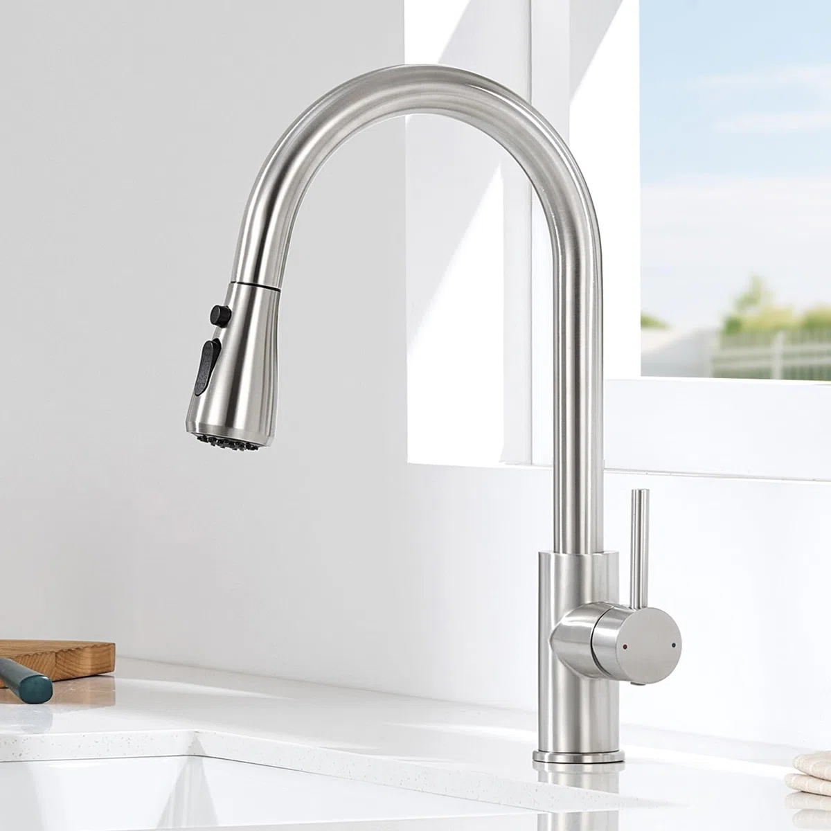 CECIPA Rubinetto Lavello Cucina con 3 Tipi di Modalità, Miscelatore Cucina con Doccetta Estraibile di 40CM, Rubinetto Acciaio Inox con Doccia Estraibile, Miscelatore Girevole a 360°