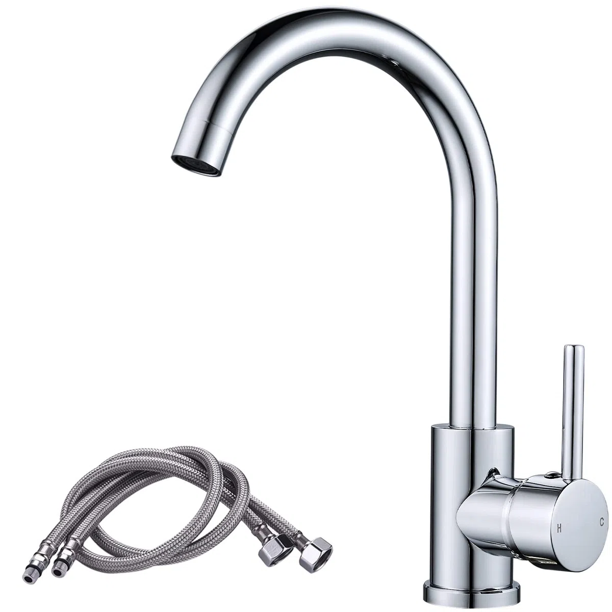 Rubinetto da Cucina Girevole a 360°, Miscelatore Monocomando, Acqua Fredda e Calda,Rubinetti per Lavello Cromo