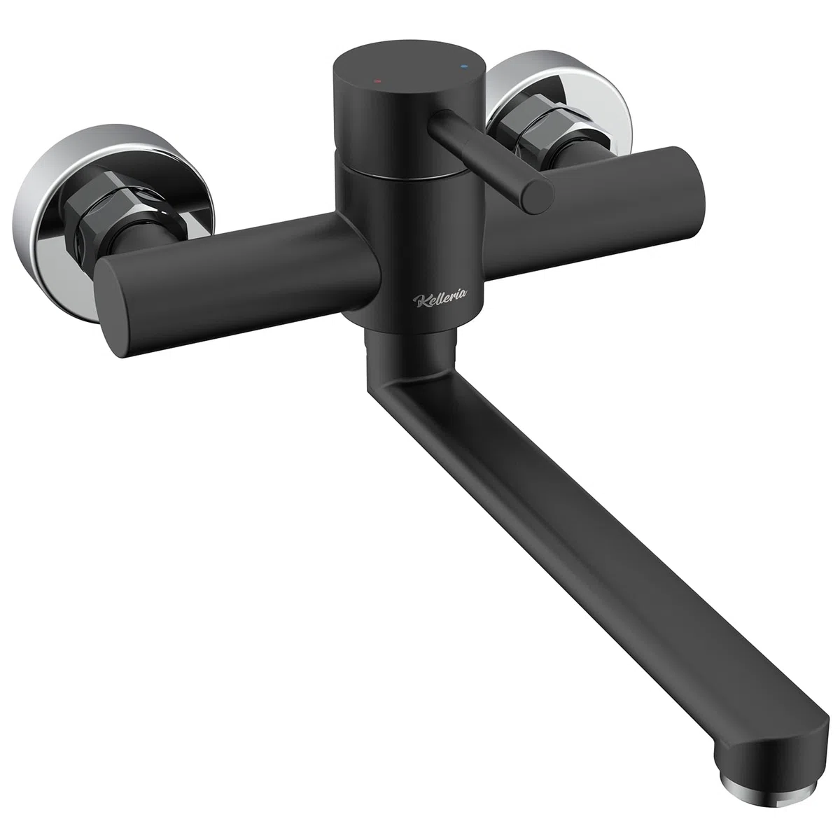 Rubinetto da Parete per Cucina, Miscelatore Monocomando Girevole a 360°, Rubinetto per Lavello in Acciaio Inox, Miscelatore per Rubinetti da Cucina, Acqua Calda e Fredda, Nero