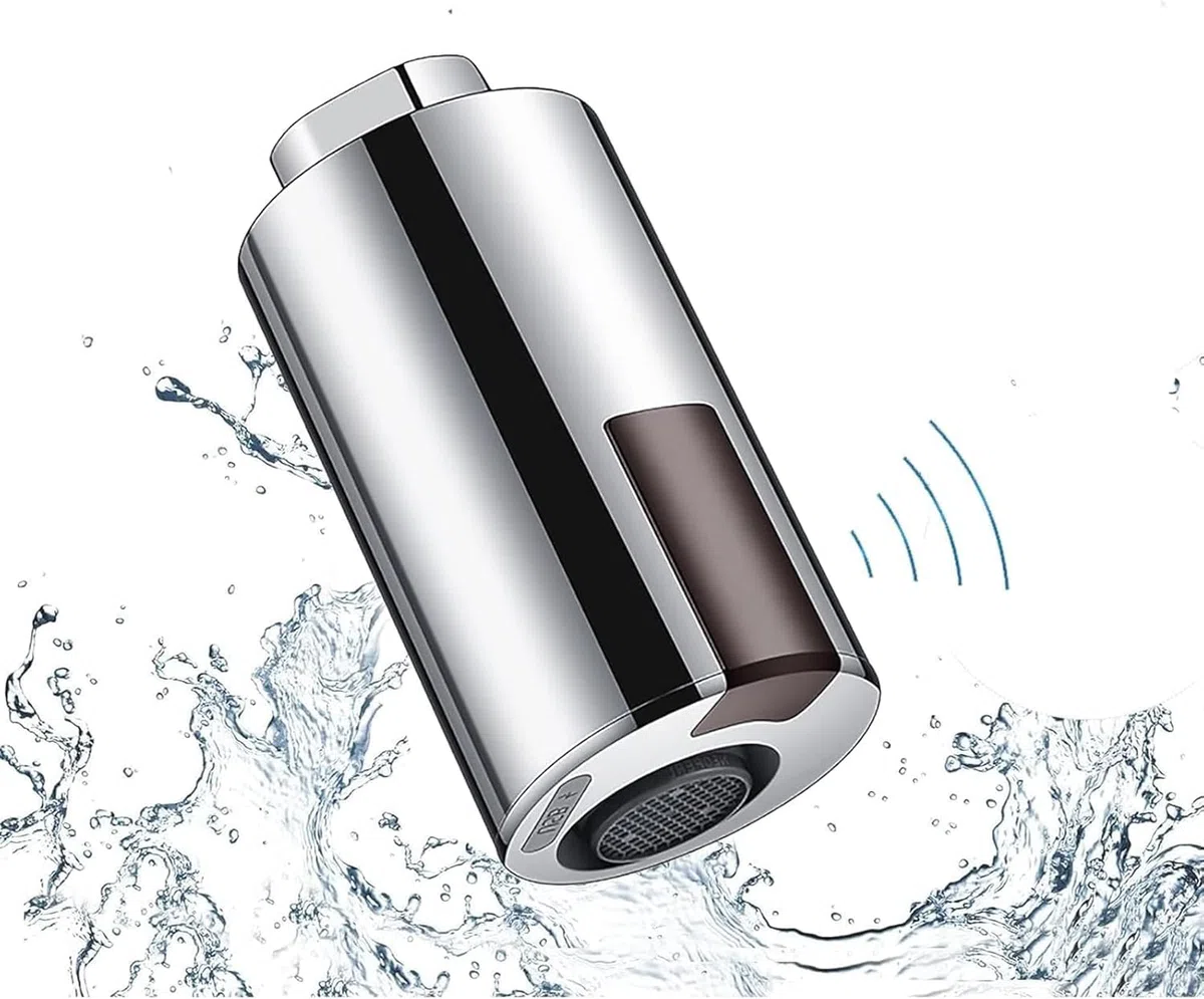 OurLeeme Rubinetto Intelligente con Sensore, Caricatore USB, Senza Contatto, Adattatore per Rubinetto, Argento, Metallo, M24