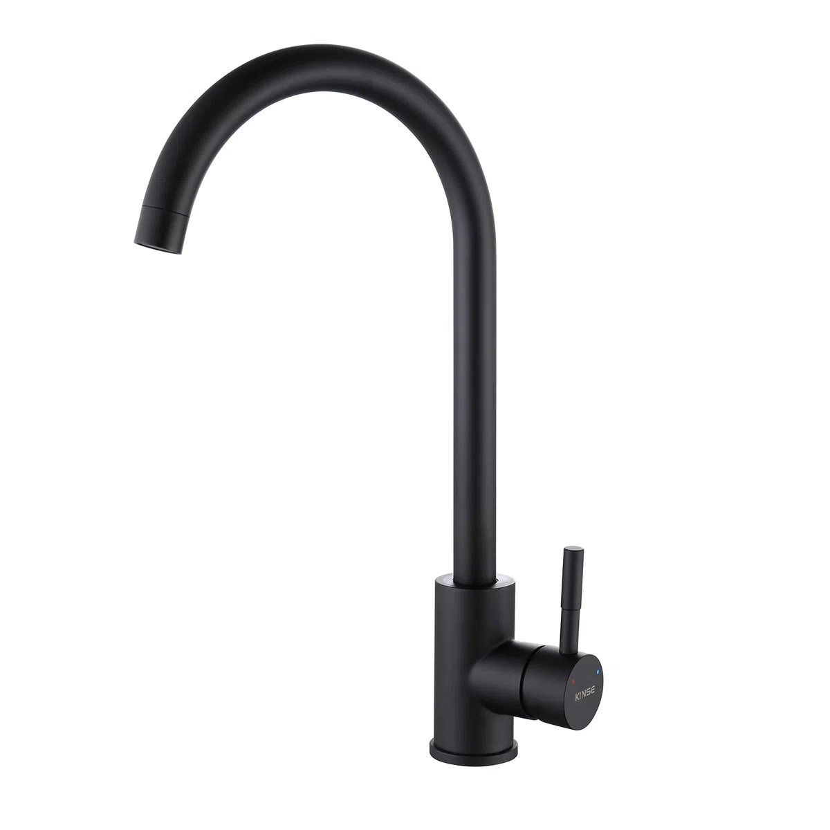 KINSE Rubinetto Lavello Cucina in Acciaio Inox, Miscelatore Monocomando, girevole a 360°, Nero