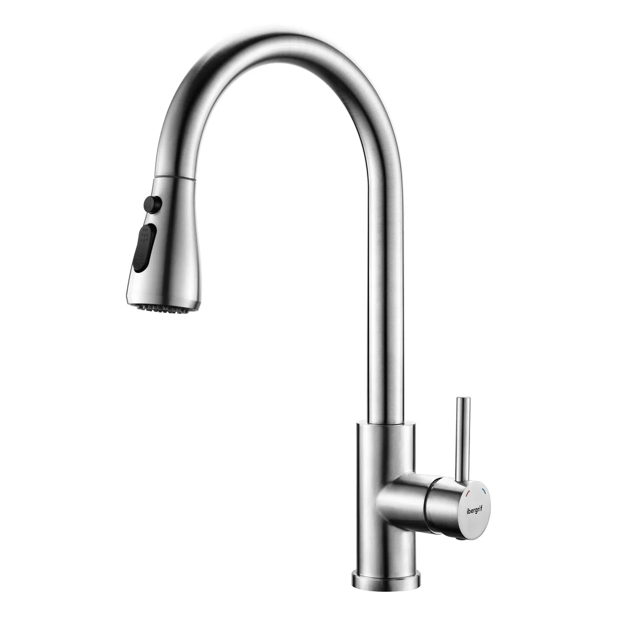 Ibergrif Rubinetto Lavello Cucina, Miscelatore Cucina con Doccetta Estraibile, Rubinetto Cucina Alta Pressione Ad Acciaio Inox Orientabile a 360° Monocomando(M22137)