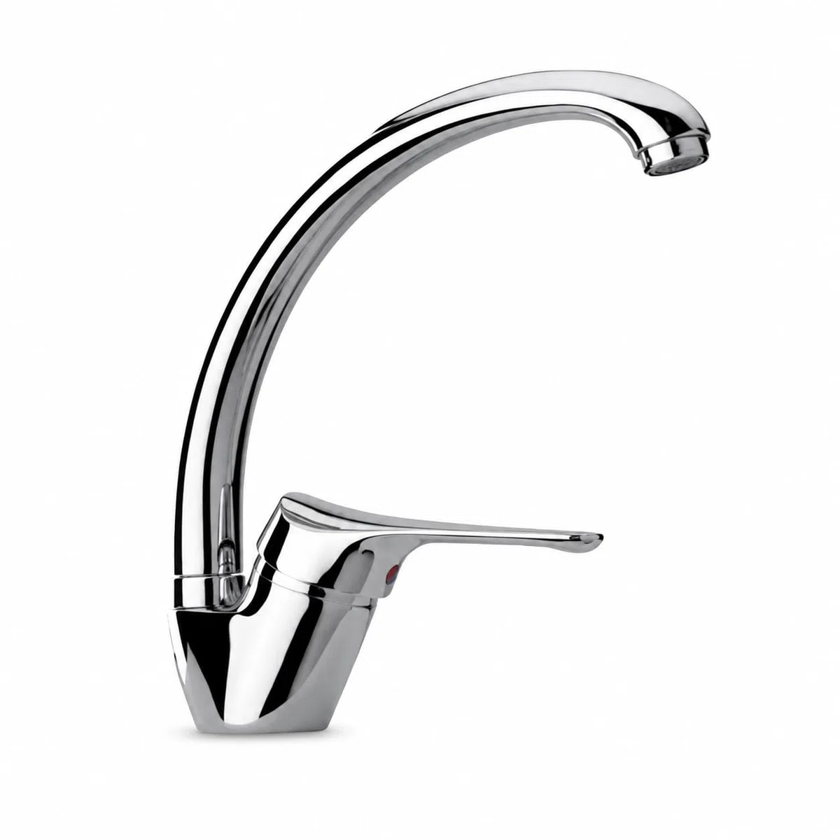 BASIK – Rubinetto Cucina Monocomando Cromato, Bocca Orientabile 360°, Leva Laterale, Design Moderno per Lavello Cucina