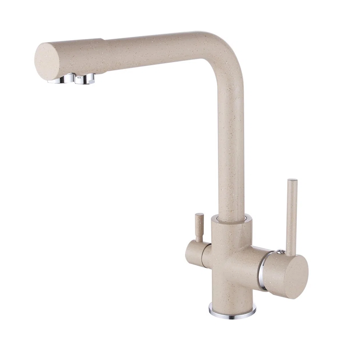 Rubinetto da cucina 3 vie,Miscelatore Cucina Girevole a 360°,3 in 1 Rubinetteria Cucina,Rubinetto di lavello Cucina con 2 uscite,Rubinetteria Cucina Acciaio Inox (Beige)