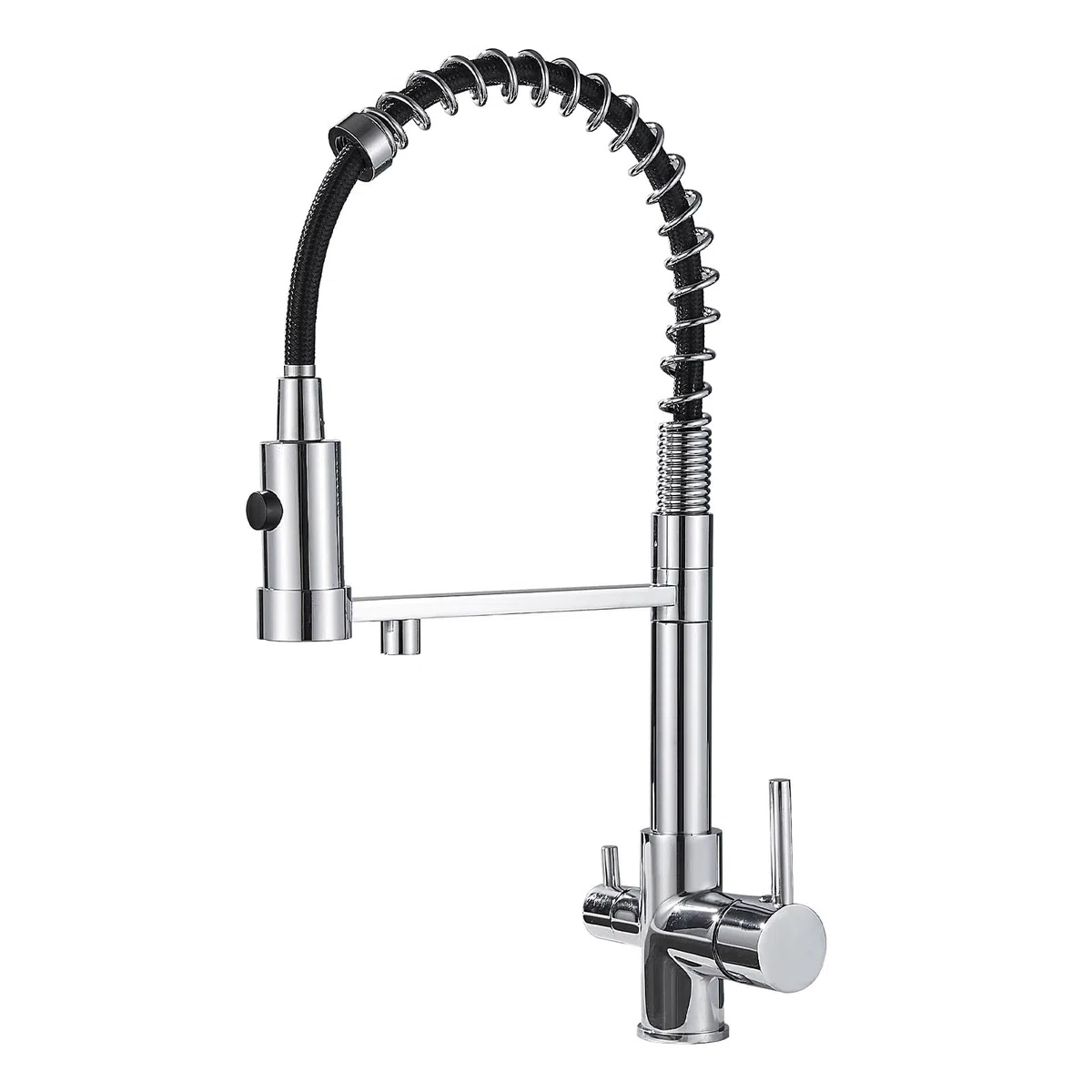Rubinetto da cucina a 3 vie, con molla a spirale, girevole a 360°, con doccetta estraibile, 3 in 1, per filtro dell'acqua (3 vie (01), cromato)
