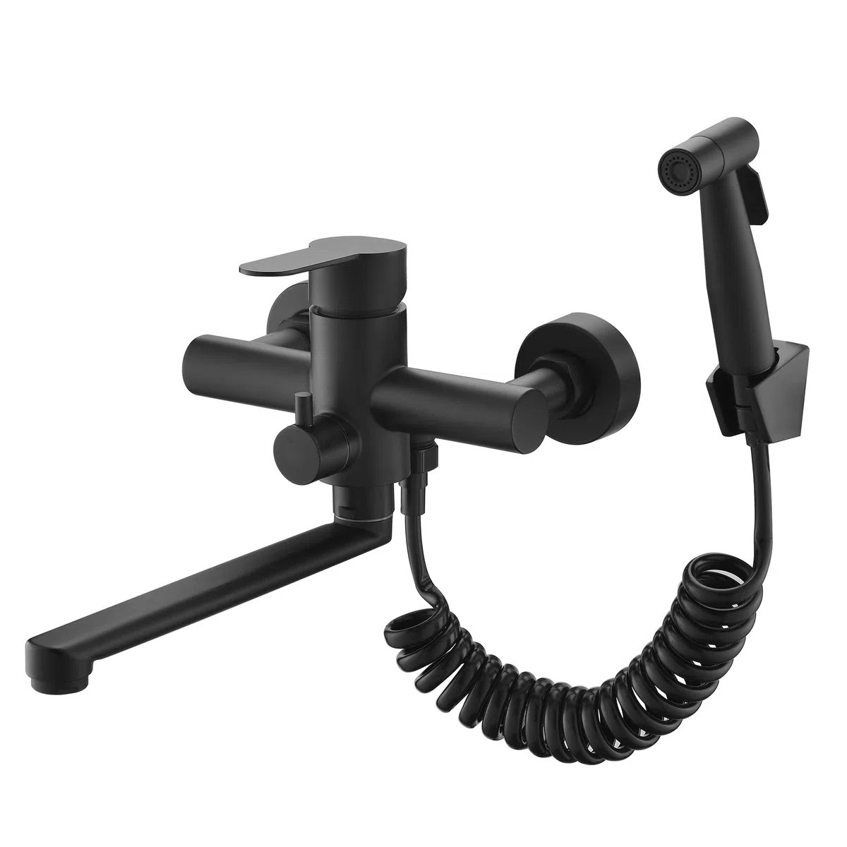 rubinetto da parete per cucina,Rubinetto per cucina a muro, Rubinetto da cucina con pistola girevole a 360°(Nero)